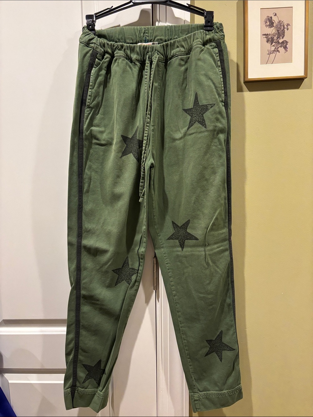 Sundry Green Star Print Jogger Pants